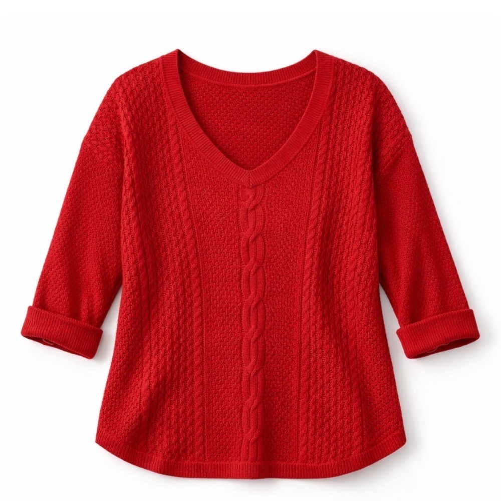 Torrid Red Cable Sweater Size 3X NWT V-Neckline